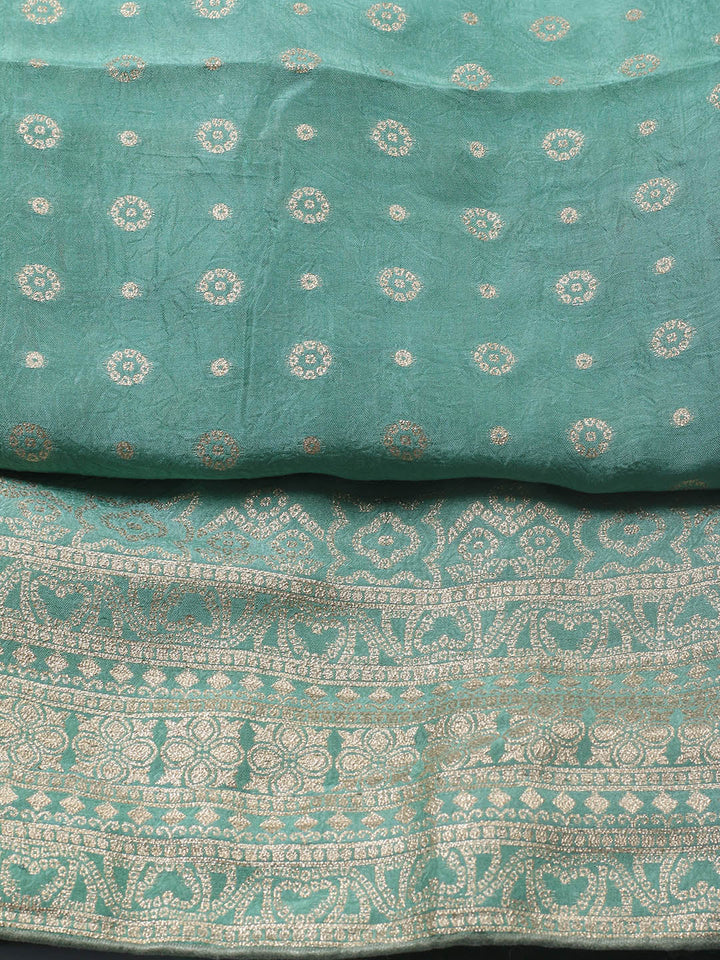 Embroidered Art Silk Unstitched Suit Piece With Dupatta