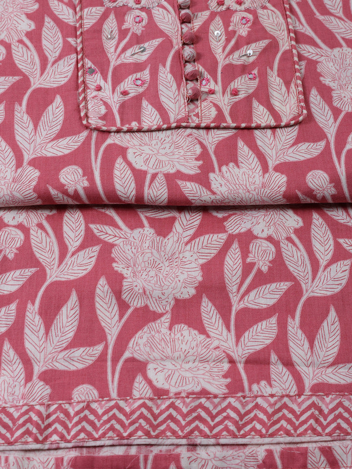 Printed Cotton Blend Unstitched Suit With Dupatta