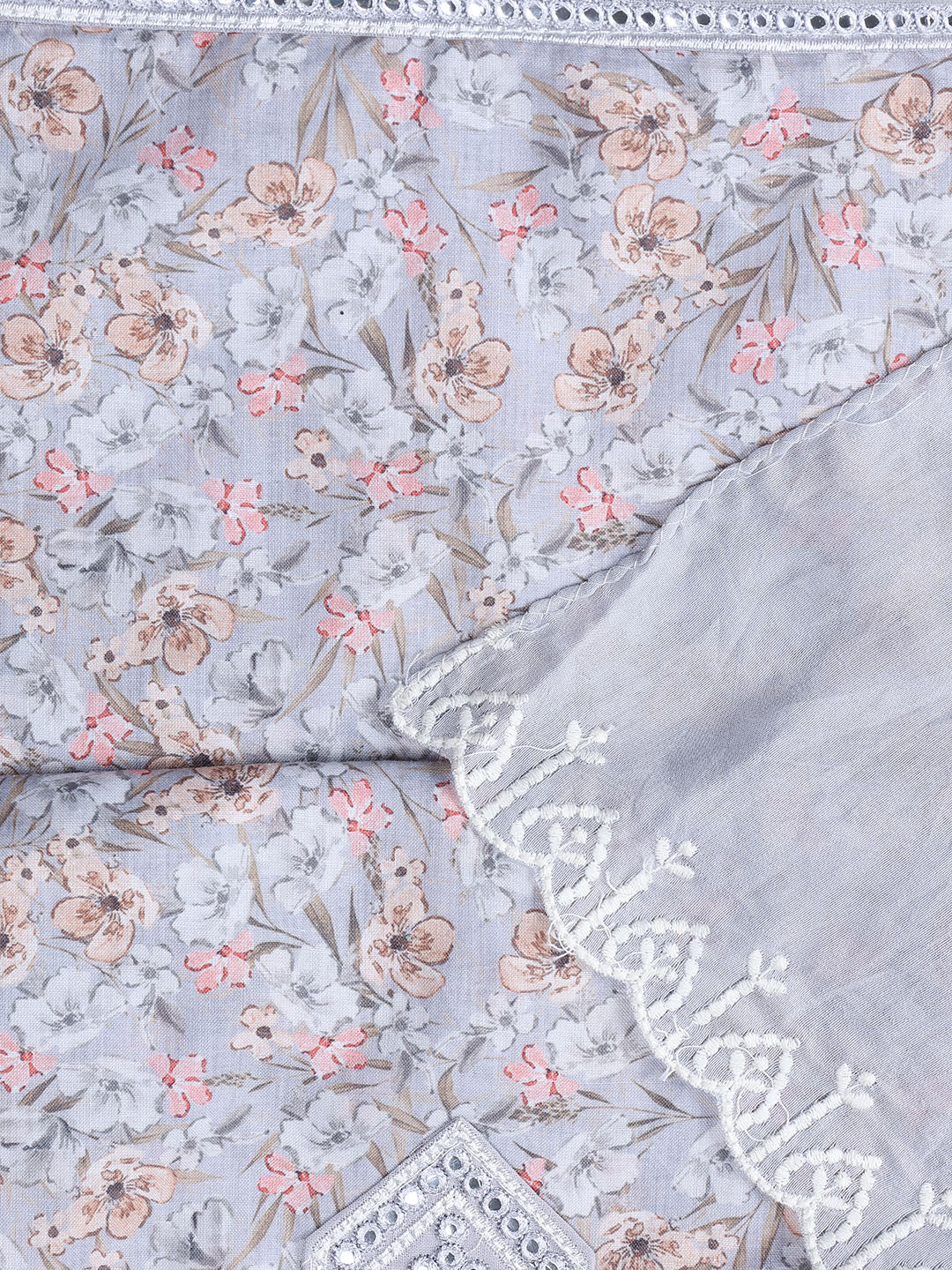 Printed Cotton Blend Unstitched Suit With Dupatta