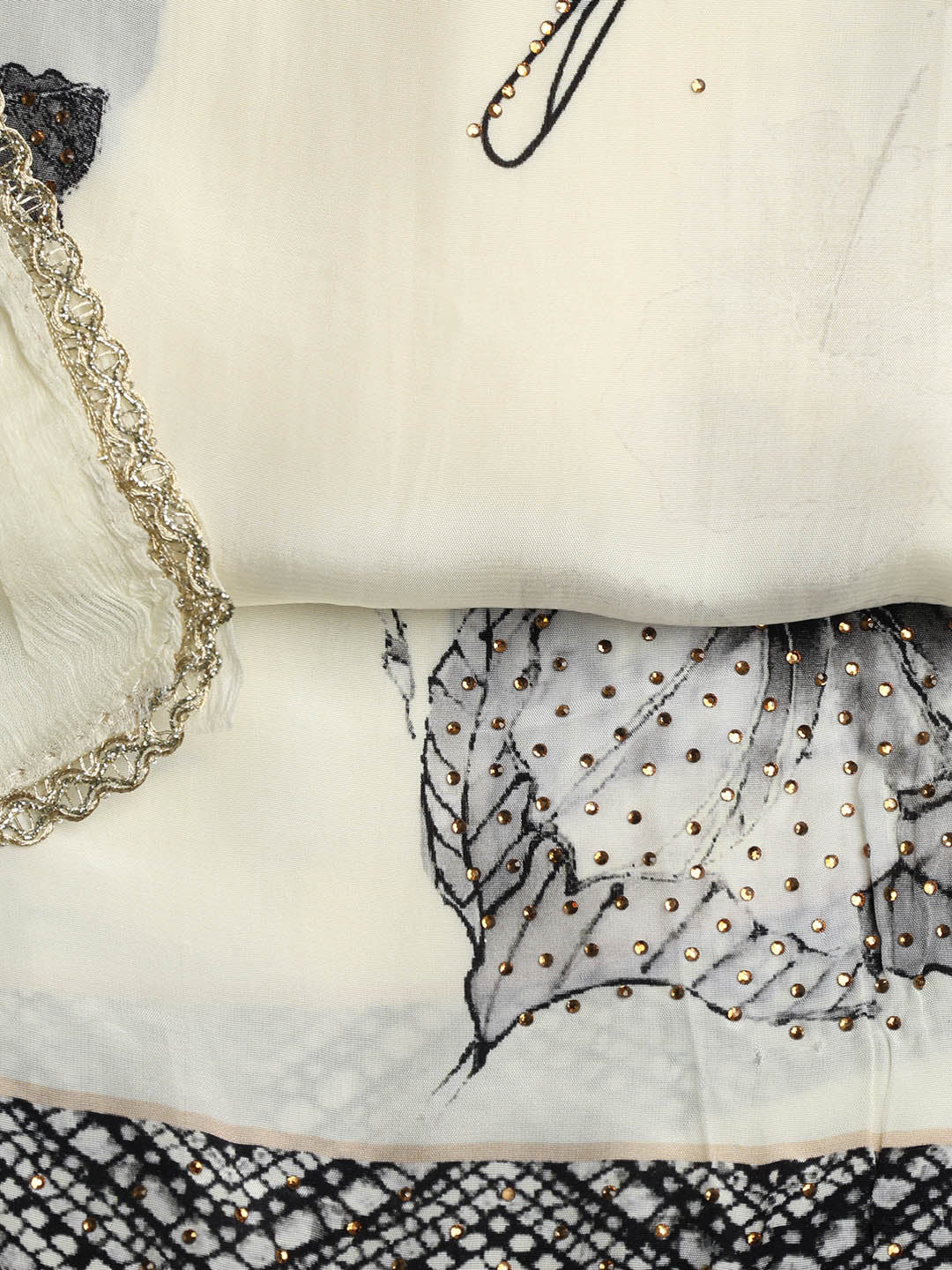 Printed Crepe Unstitched Suit With Dupatta