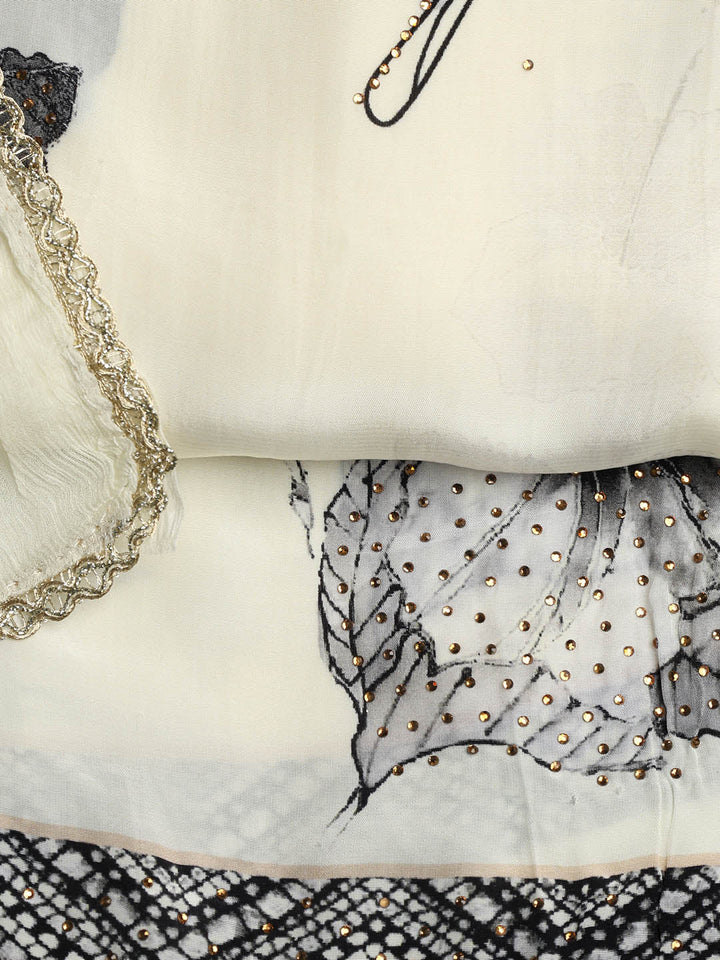 Printed Crepe Unstitched Suit With Dupatta