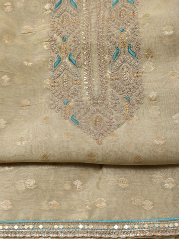 Embroidered Chanderi Unstitched Suit With Dupatta