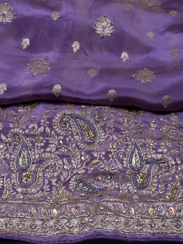 Embroidered Tissue Unstitched Suit With Dupatta
