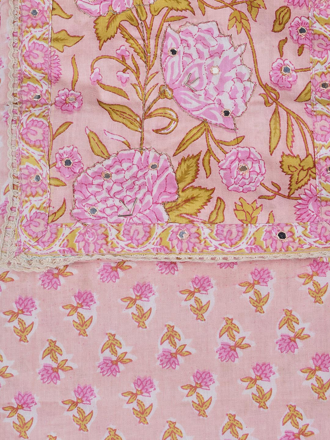 Printed Cotton Blend Unstitched Suit With Dupatta