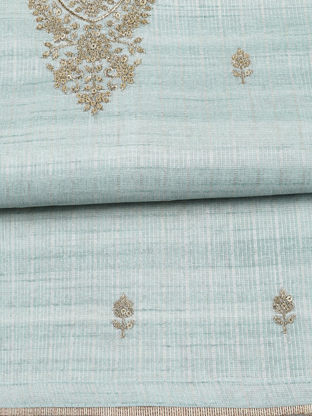 Neck Embroidered Tissue Unstitched Suit Piece With Dupatta
