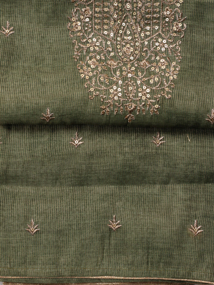 Neck Embroidery Chanderi Unstitched Suit Piece With Dupatta