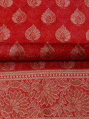 Woven Banarasi Chanderi Unstitched Suit With Dupatta