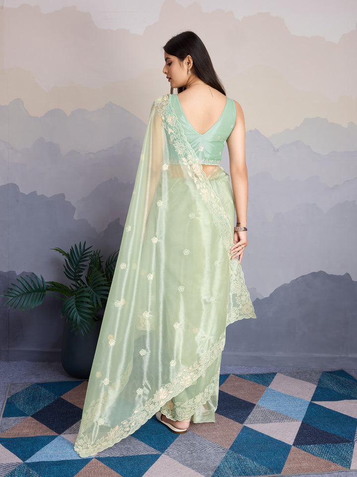 Embroidered Net Saree