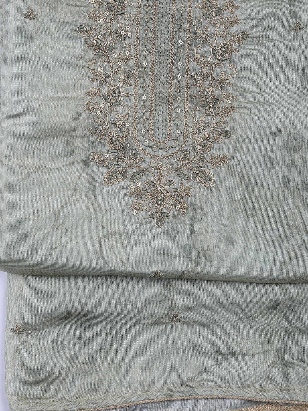 Neck Embroidered Tissue Unstitched Suit With Dupatta