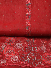 Embroidered Chinon Unstitched Suit With Dupatta