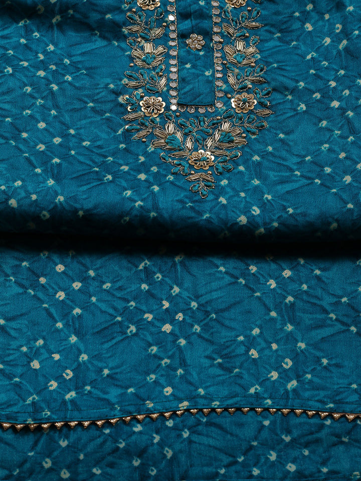 Neck Patti Cotton Blend Unstitched Suit Piece With Dupatta