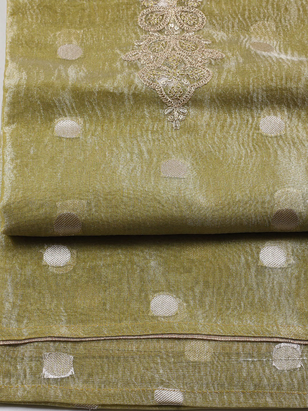 Neck Embroidered Tissue Unstitched Suit Piece With Dupatta