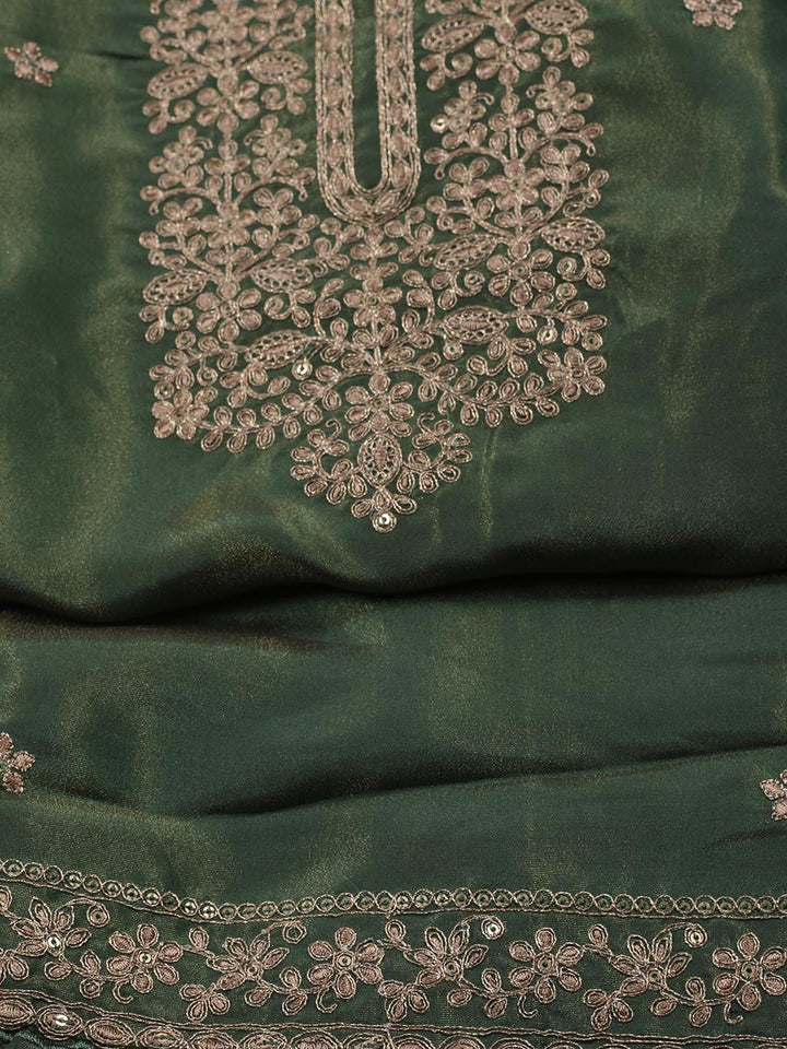 Neck Embroidered Tissue Unstitched Suit With Dupatta