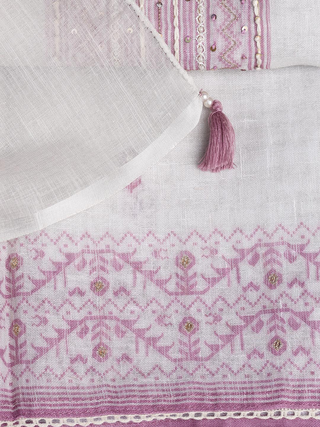 Printed Linen Unstitched Suit With Dupatta