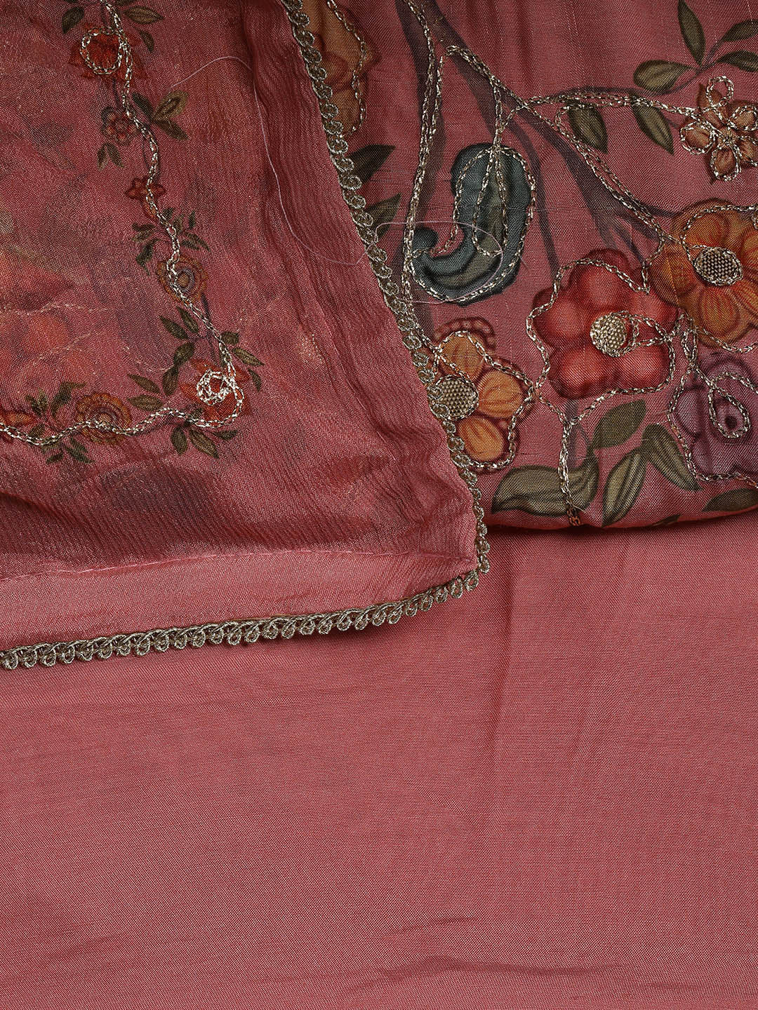 Gota Work Muslin Unstitched Suit Piece With Dupatta