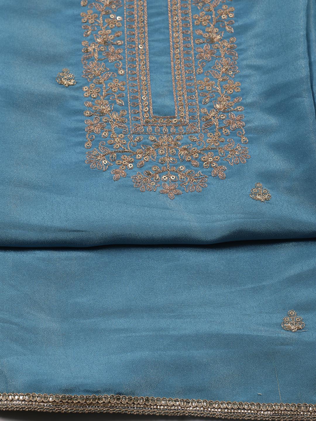 Neck Embroidered Tissue Unstitched Suit With Dupatta