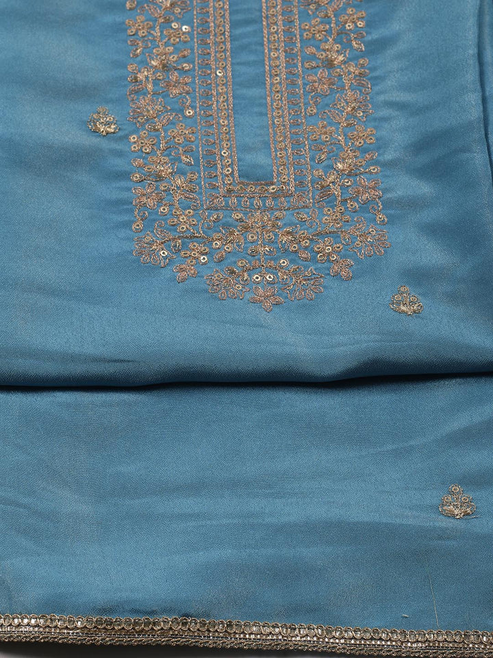 Neck Embroidered Tissue Unstitched Suit With Dupatta