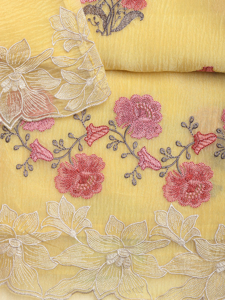 Embroidery Tissue Unstitched Suit With Dupatta