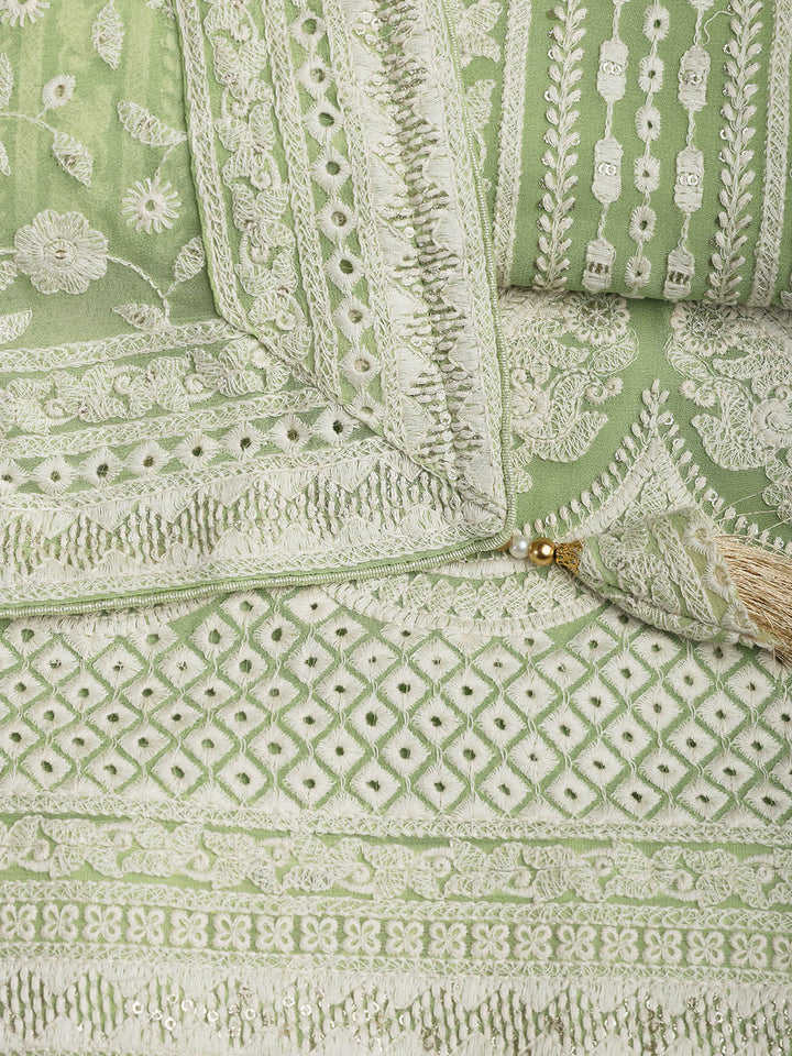 Embroidered Georgette Unstitched Suit Piece With Dupatta