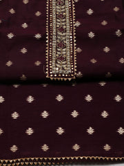 Neck Pattl Chanderi Unstitched Suit Piece With Dupatta