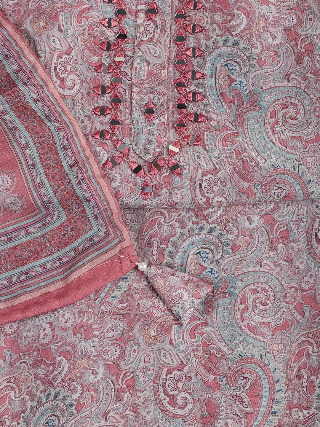Floral Printed Muslin Unstitched Suit Piece With Dupatta