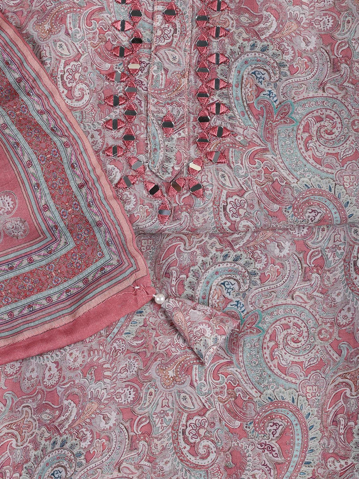 Floral Printed Muslin Unstitched Suit Piece With Dupatta