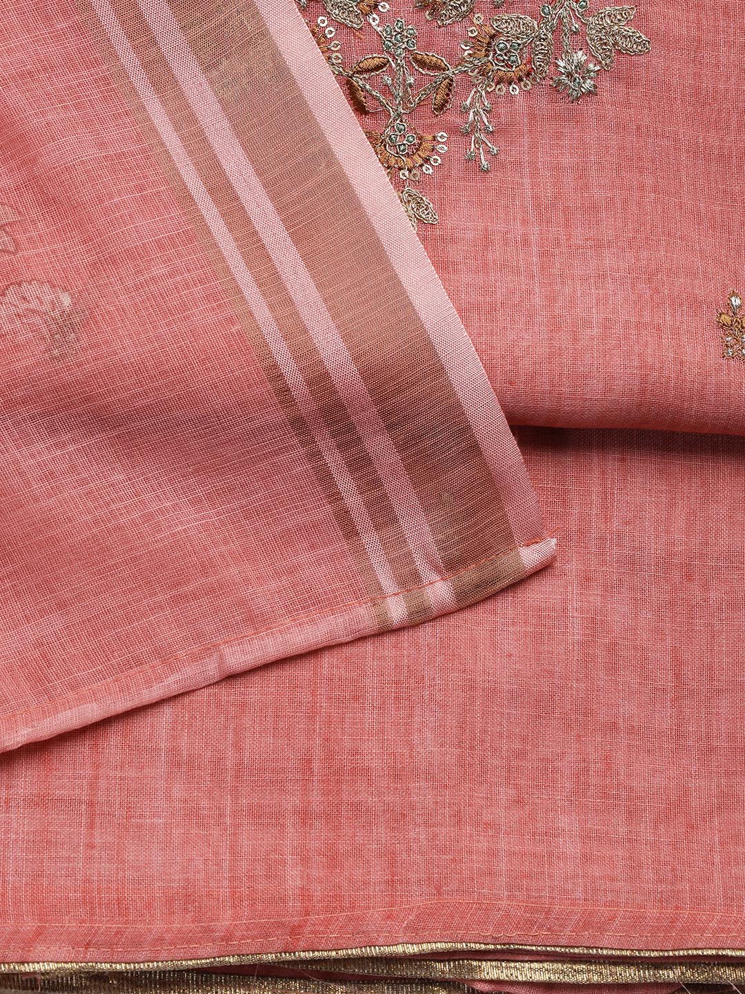 Neck Embroidered Cotton Blend Unstitched Suit With Dupatta