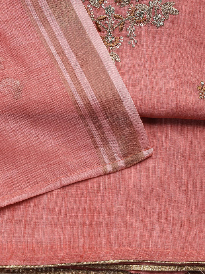 Neck Embroidered Cotton Blend Unstitched Suit With Dupatta