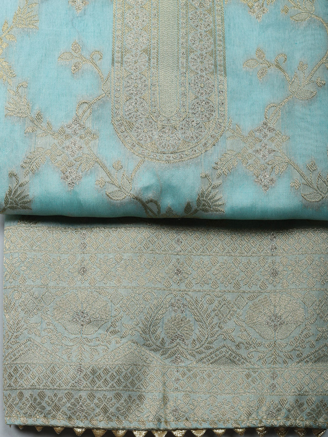 Embroidered Cotton Unstitched Suit With Pant &amp; Dupatta