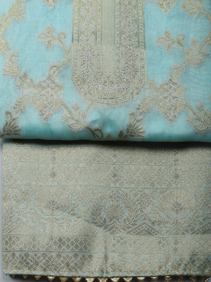 Embroidered Cotton Unstitched Suit With Pant &amp; Dupatta