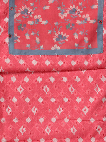 Printed Cotton Blend Unstitched Suit With Dupatta