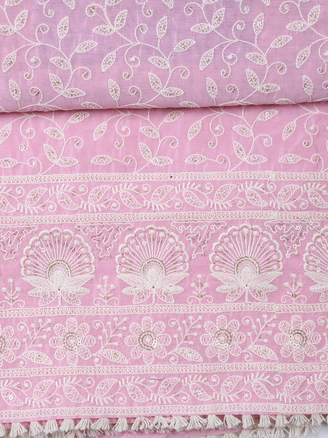 Embroidered Chanderi Unstitched Suit With Dupatta