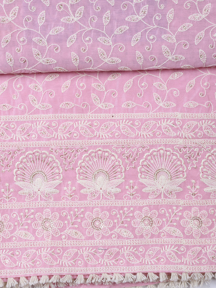 Embroidered Chanderi Unstitched Suit With Dupatta