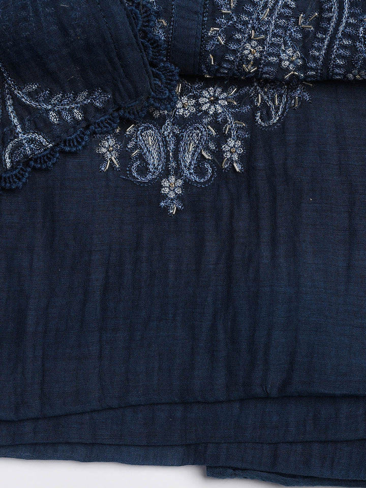 Embroidery Chanderi Unstitched Suit With Dupatta