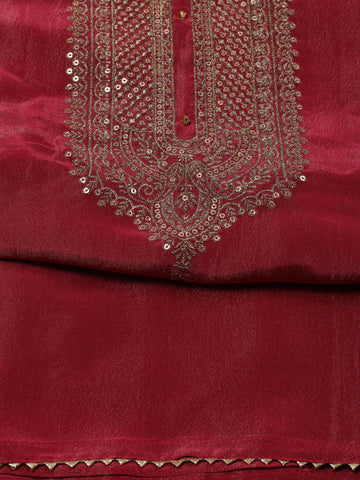 Neck Embroidered Chanderi  Unstitched Suit With Dupatta