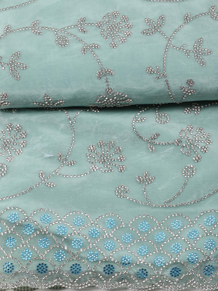 Stone Embroidery Organza Unstitched Suit Piece With Dupatta