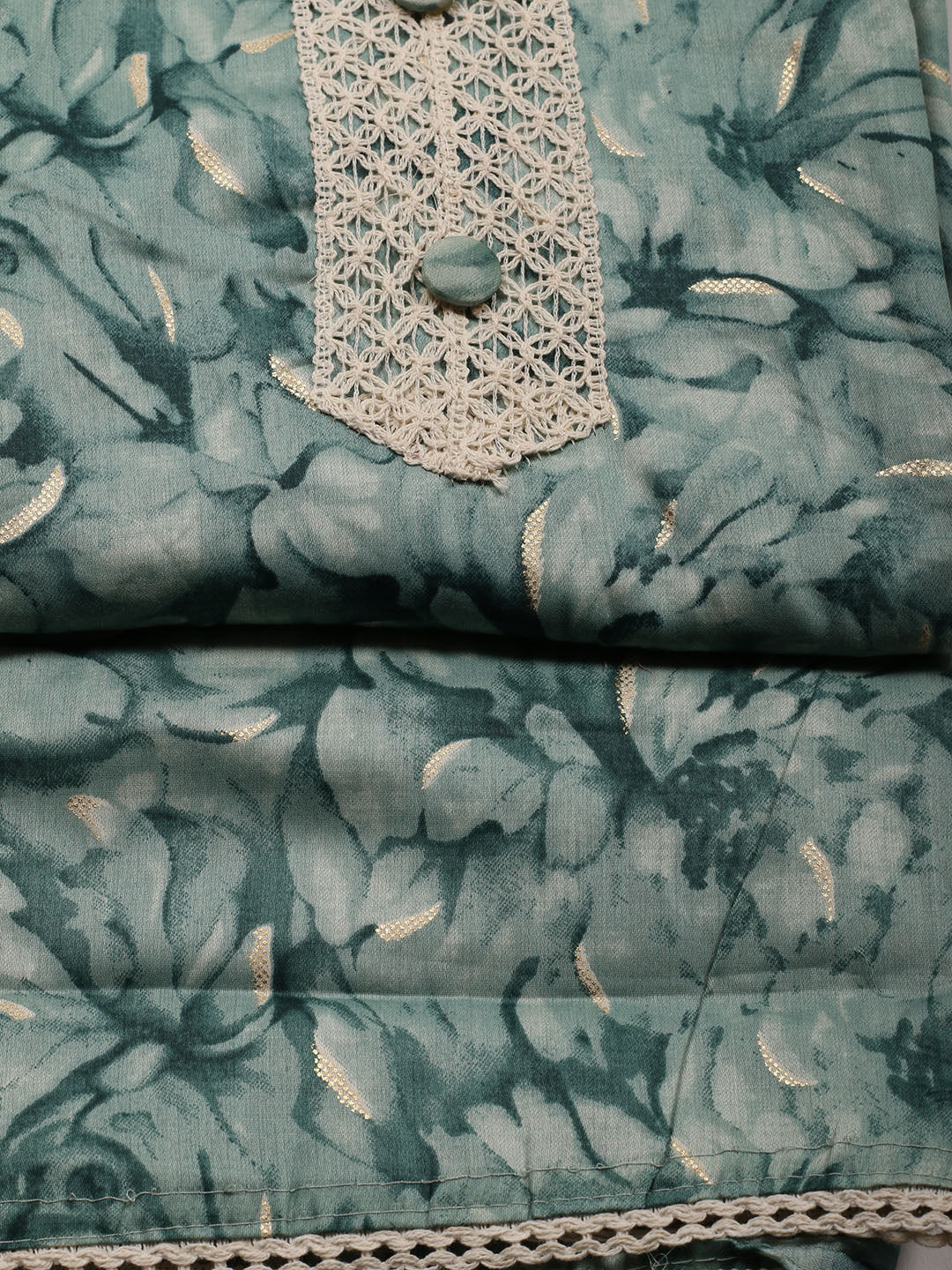 Neck Patti Cotton Blend Unstitched Suit With Dupatta