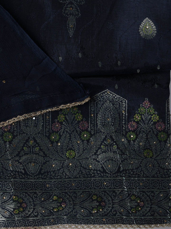 Woven Chanderi Unstitched Suit Piece With Dupatta