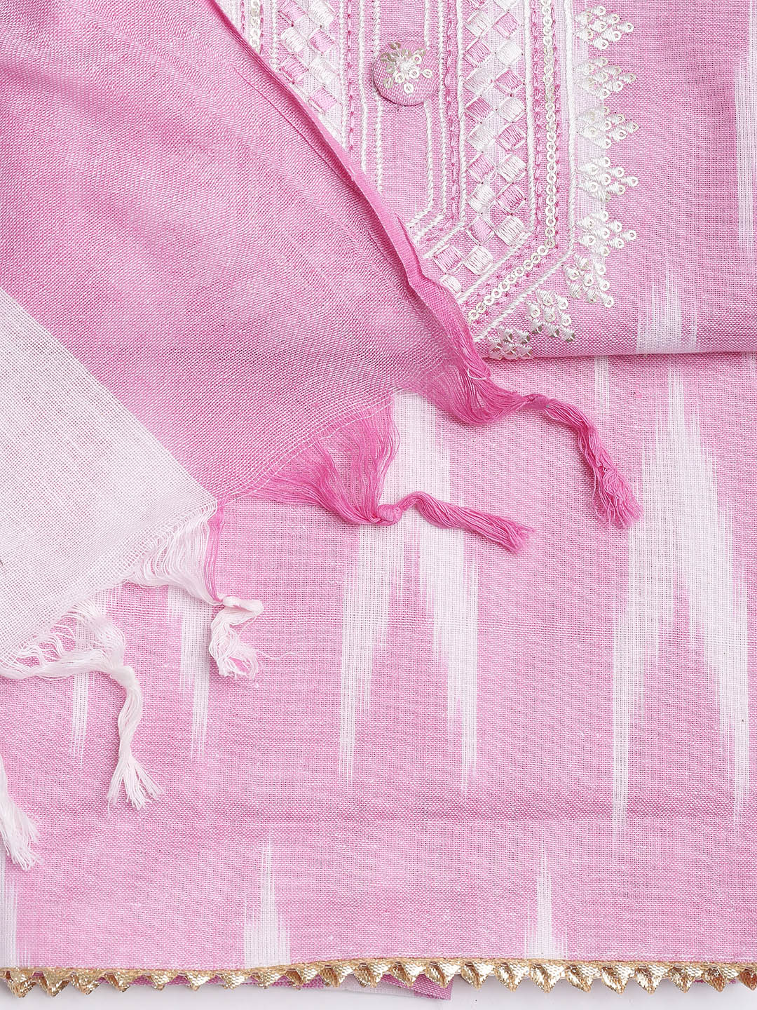 Neck Embroidered Cotton Blend Unstitched Suit Piece With Dupatta
