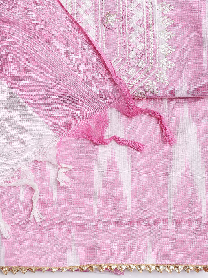 Neck Embroidered Cotton Blend Unstitched Suit Piece With Dupatta