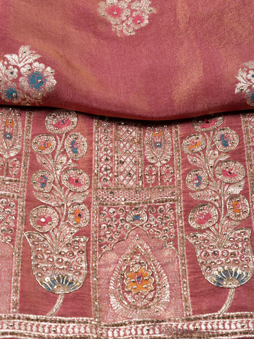 Woven Tissue Unstitched Suit Piece With Dupatta