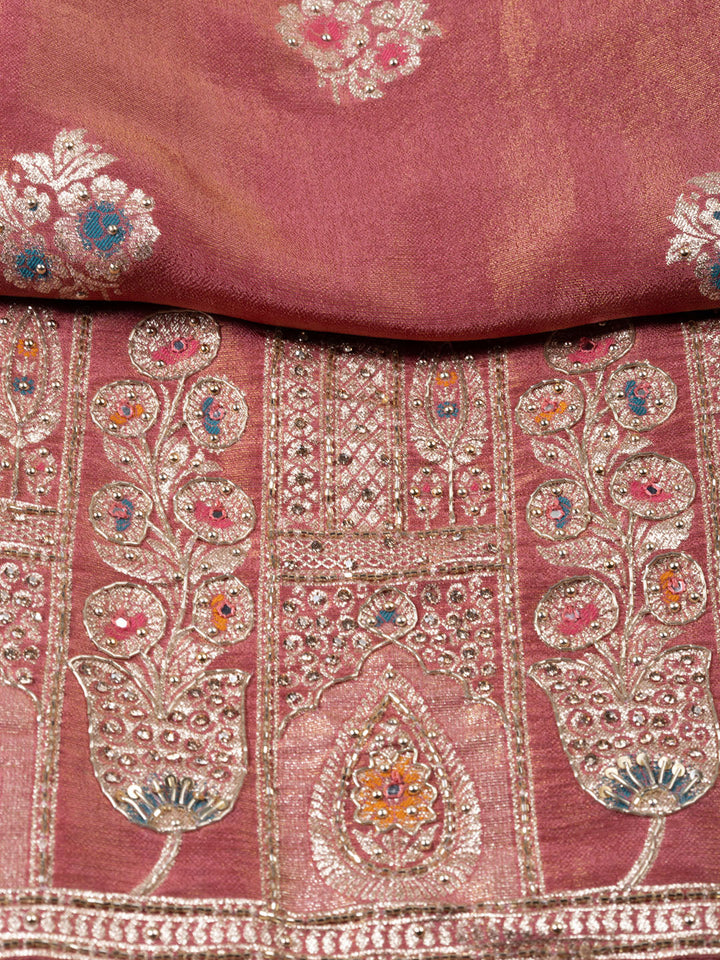 Woven Tissue Unstitched Suit Piece With Dupatta