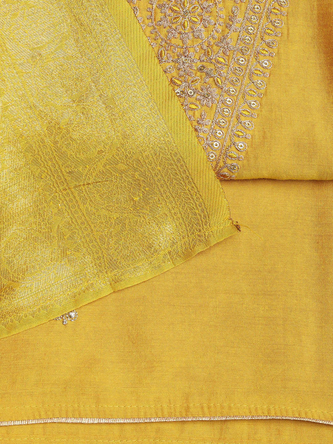 Embroidered Chanderi Unstitched Suit Piece With Dupatta