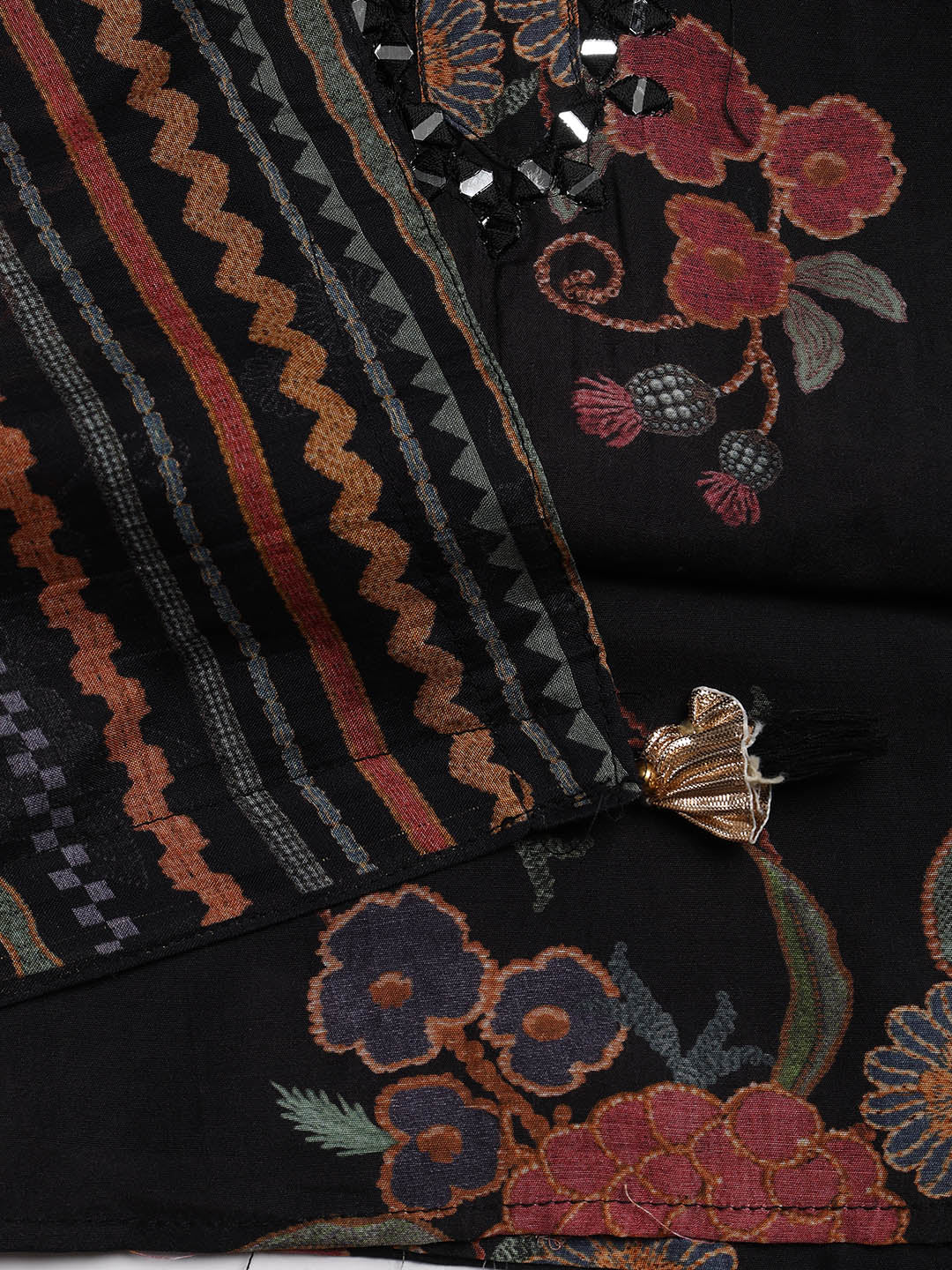 Patch Neck Muslin Unstitched Suit Piece With Dupatta