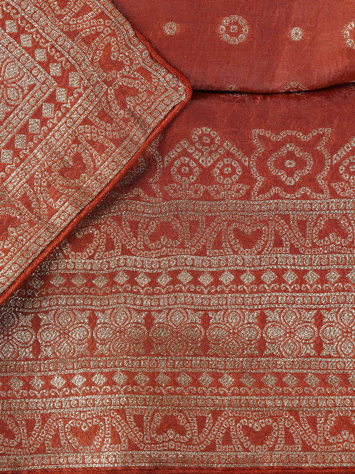 Embroidered Art Silk Unstitched Suit Piece With Dupatta