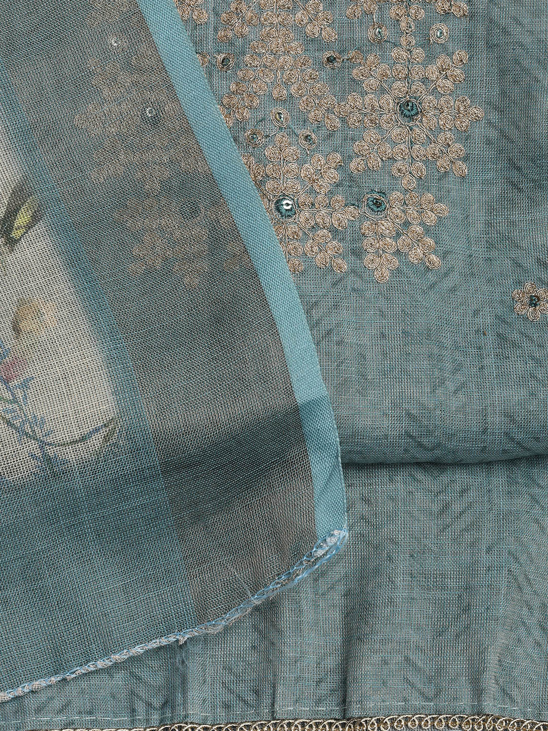 Neck Embroidery Chanderi Unstitched Suit With Dupatta