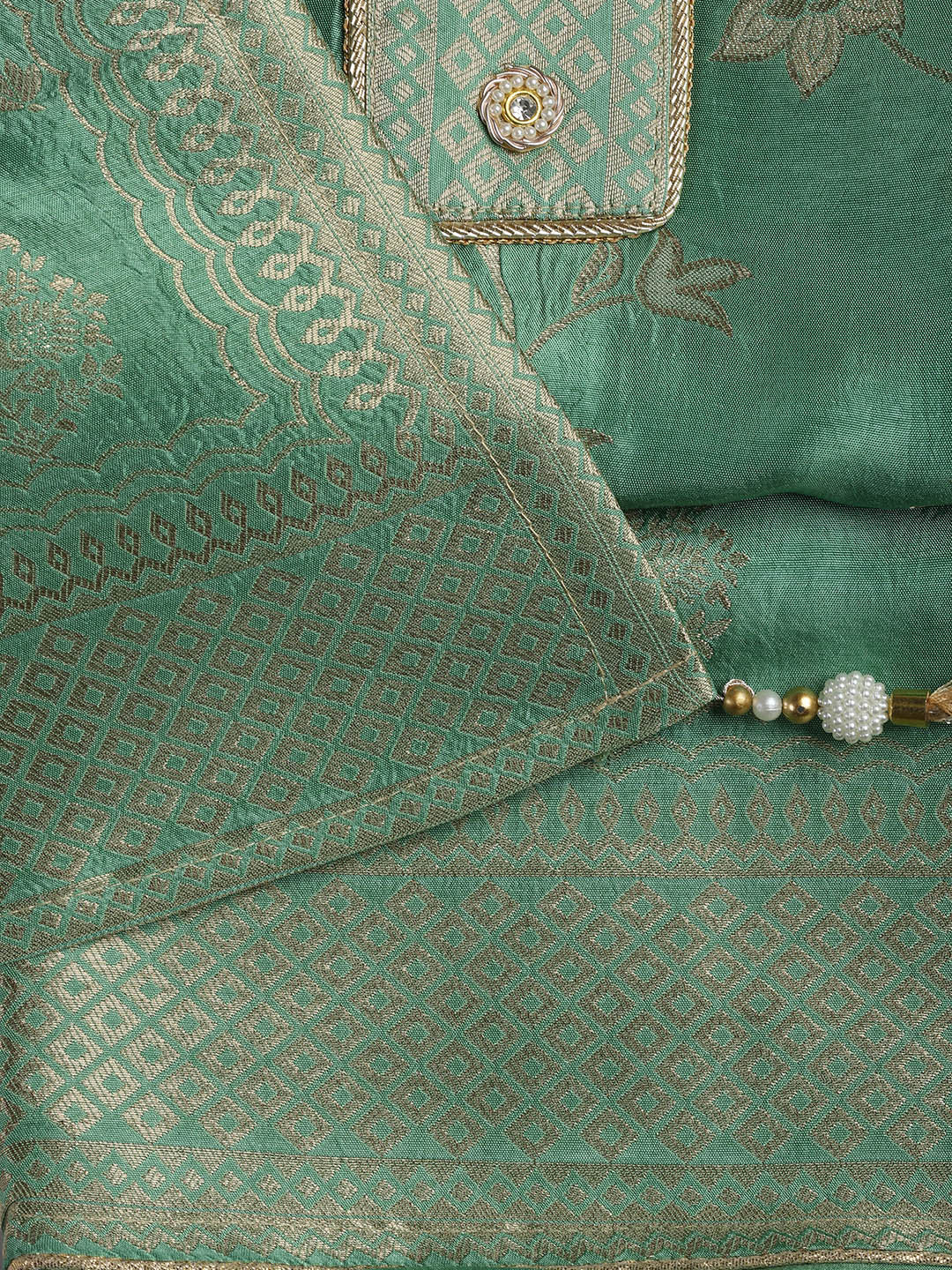 Embroidery Chanderi Unstitched Suit With Dupatta