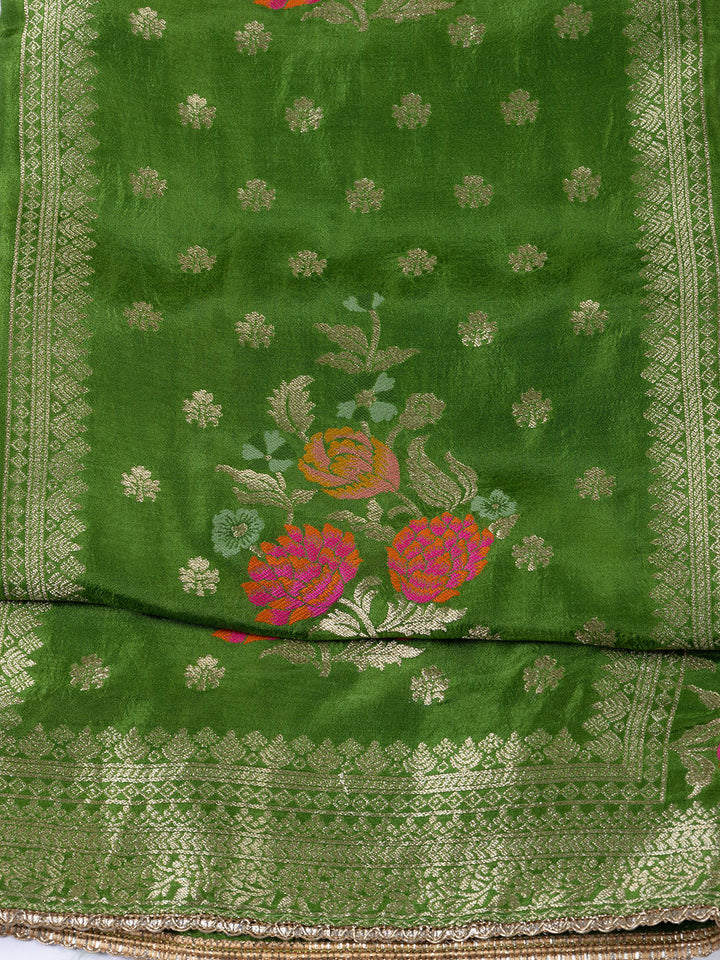 Woven Chanderi Unstitched Suit Piece With Dupatta