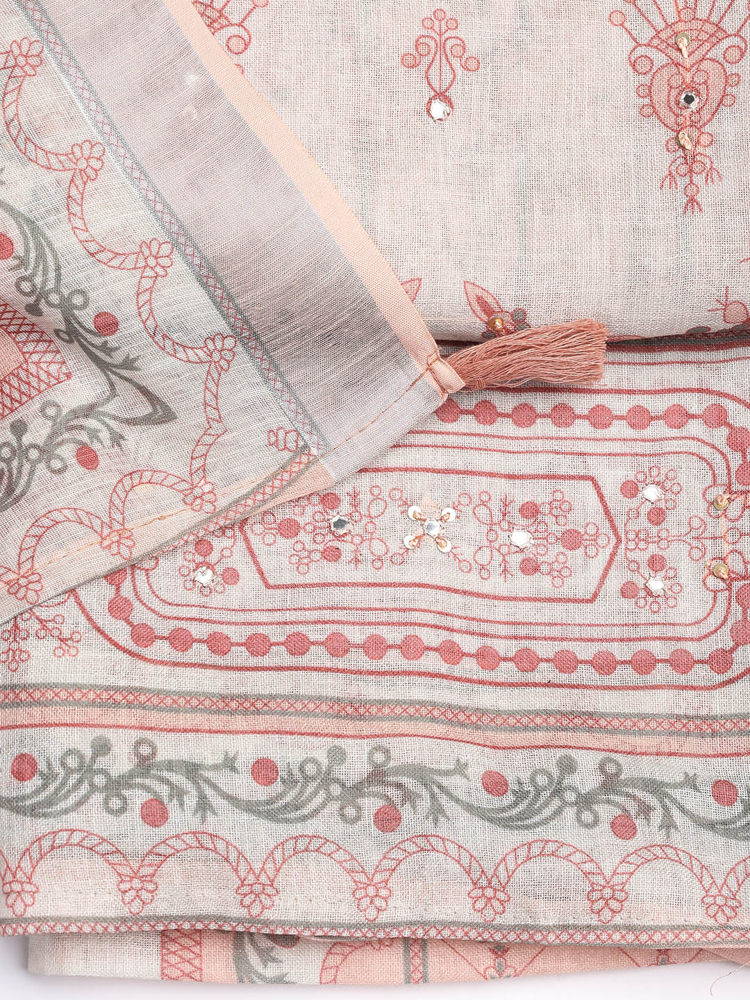Printed Linen Unstitched Suit With Dupatta