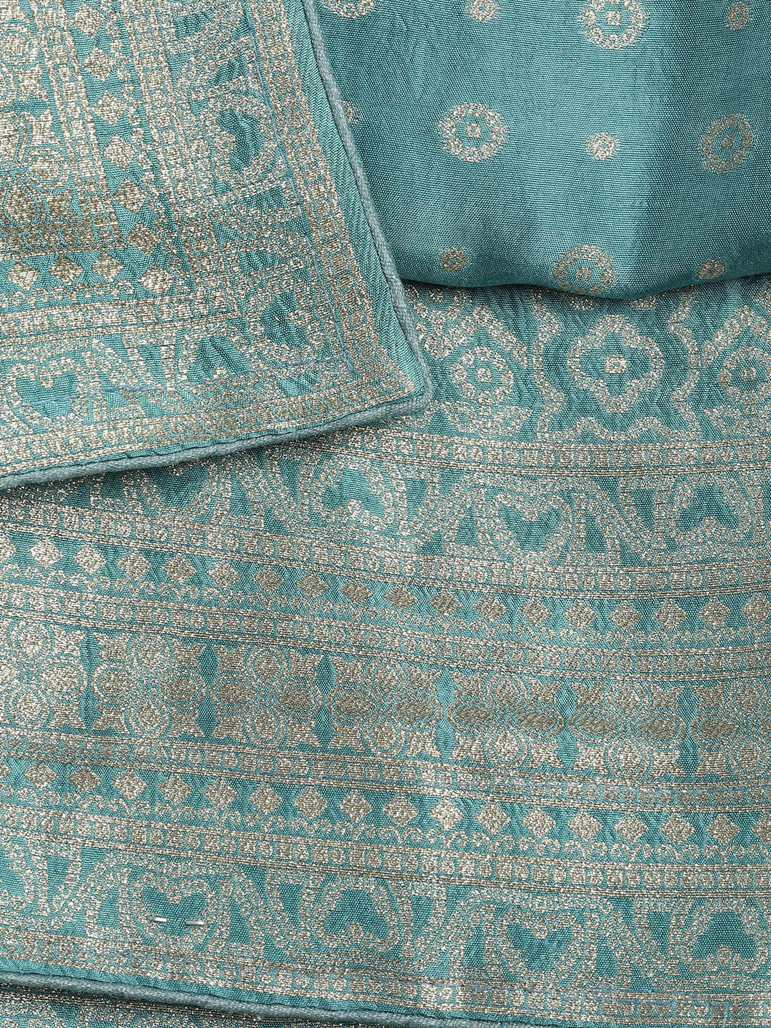 Embroidered Art Silk Unstitched Suit Piece With Dupatta